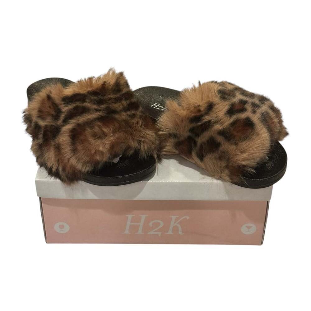 H2K Fur Slides Leopard Print Women’s Size 8